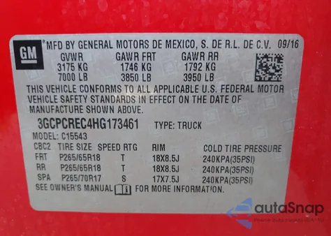 2017 Chevrolet Silverado 1500 1Lt z USA, uszkodzony, nr VIN 3GCPCREC4HG173461